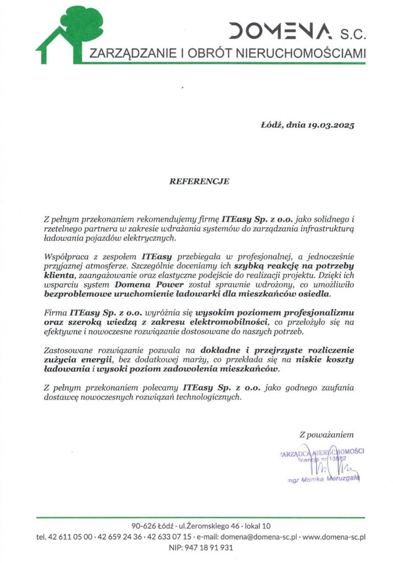 Realizacja: Cooperation with the Domena S.C. administration, Łódź · estate administration